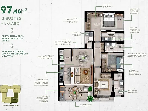 Apartamento em Jardim Goiás, Goiânia