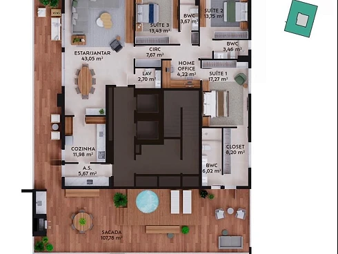 Apartamento Cobertura em Pedra Branca, Palhoça/SC - Cobertura em Pedra Branca, Palhoça - Foto 3