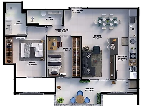 Apartamento em Pedra Branca, Palhoça - Foto 4