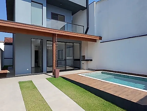 Casa Nova de Alto Padrão a 30 Metros da Praia do Capricórnio - Casa, Caraguatatuba - Foto 2