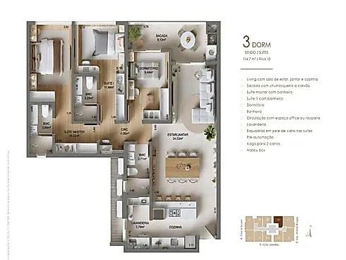 Apartamento 3 Quartos com 2 Suítes e 114m² - Campinas - Foto 3