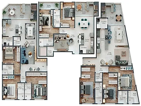 Apartamento 3 Quartos com 3 Suítes e 110m² - Perequê Á 90 Metros do Mar - Apartamento em Perequê, Porto Belo - Foto 5