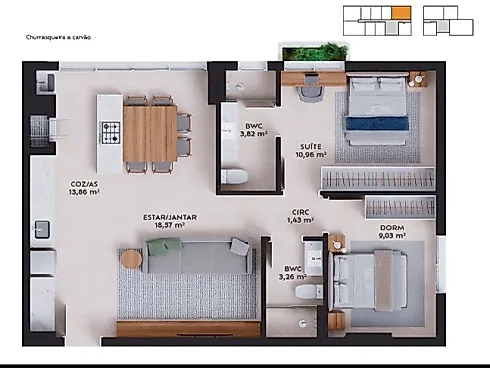Apartamento 2 Dormitórios, sendo 1 Suíte - Foto 2