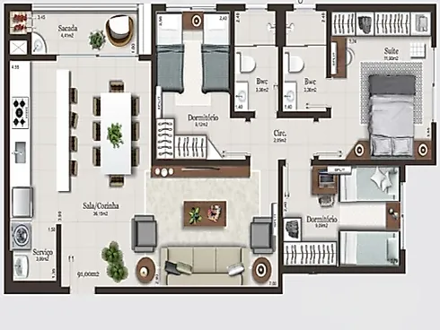 Apartamento 3 Dormitórios, sendo 1 Suíte - Foto 2