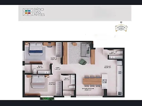 Apartamento, 2 Dormitórios sendo 2 Suítes - Foto 6