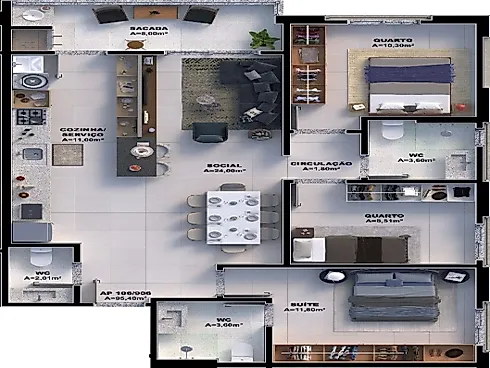 Apartamento em Pedra Branca, Palhoça
