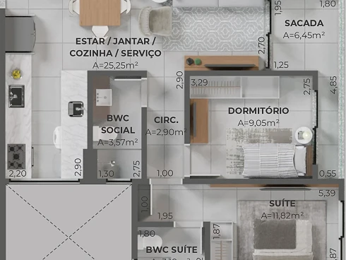 Apartamento em Pedra Branca, Palhoça