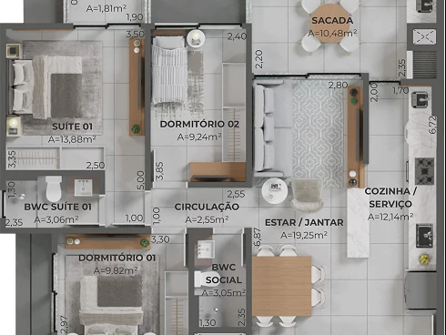 Apartamento em Pedra Branca, Palhoça