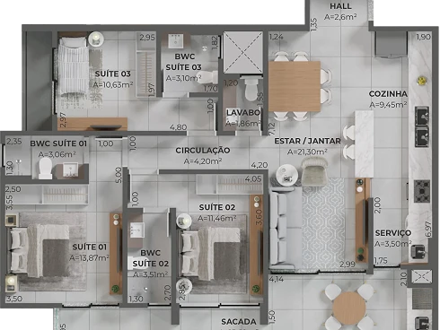 Apartamento em Pedra Branca, Palhoça