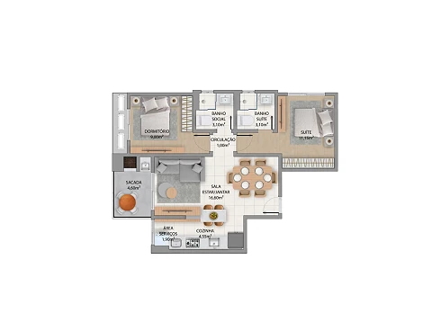 Apartamento 2 Dormitórios, sendo 1 Suíte - Apartamento em Jardim Atlântico, Florianópolis - Foto 2