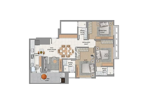 Apartamento 3 Dormitórios, sendo 2 Suíte com Terraço - Apartamento em Jardim Atlântico, Florianópolis - Foto 2