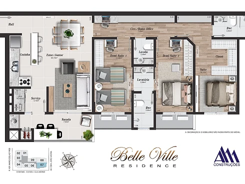 Apartamento 3 Dormitórios, sendo 1 Suíte e 2 Demi-Suíte - Foto 2