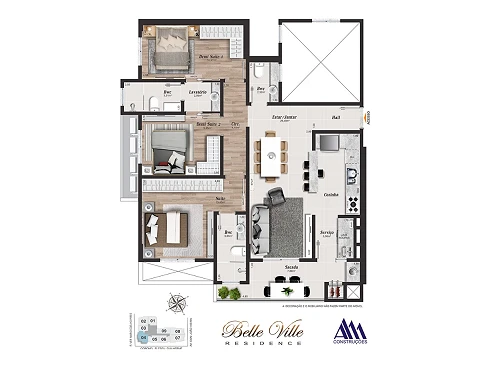 Apartamento 3 Dormitórios, sendo 1 Suíte e 2 Demi-Suíte - Foto 3