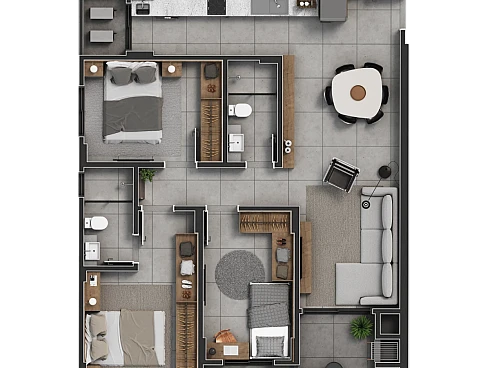 Apartamento 3 Dormitórios, sendo 1 Suíte - Apartamento em Pagani, Palhoça - Foto 2