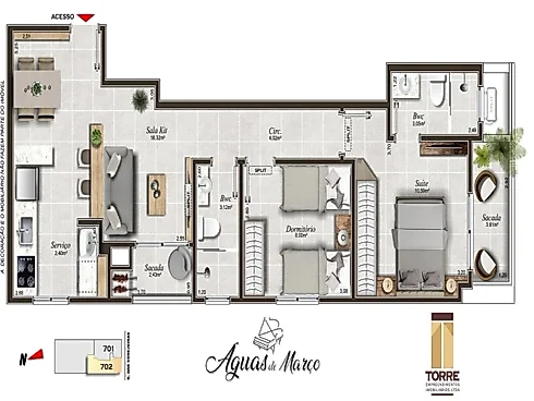 Apartamento 2 Dormitórios, sendo 1 Suíte - Apartamento em Pedra Branca, Palhoça - Foto 5