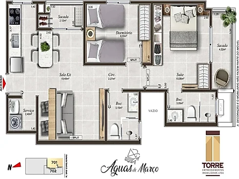 Apartamento 2 Dormitórios, sendo 1 Suíte - Foto 7