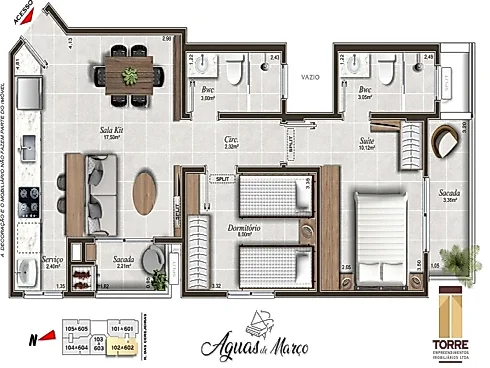 Apartamento 2 Dormitórios, sendo 1 Suíte - Apartamento em Pedra Branca, Palhoça - Foto 4