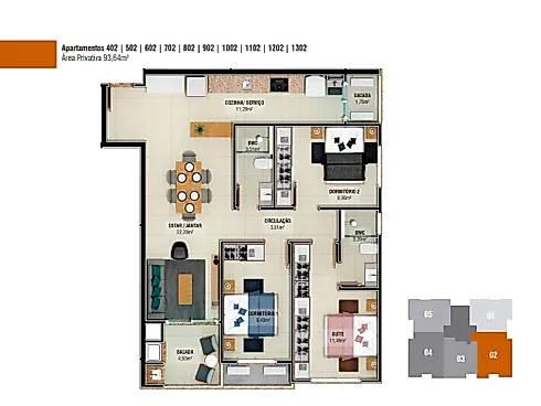 Apartamento 3 Dormitórios, sendo 1 Suíte - Apartamento em Pagani, Palhoça - Foto 2