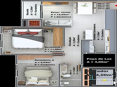 Apartamento 2 Dormitórios - Apartamento em Sertão do Maruim, São José - Foto 2