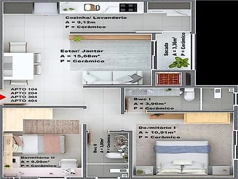 Apartamento 2 Dormitórios, sendo 1 Suíte - Apartamento em Sertão do Maruim, São José - Foto 3