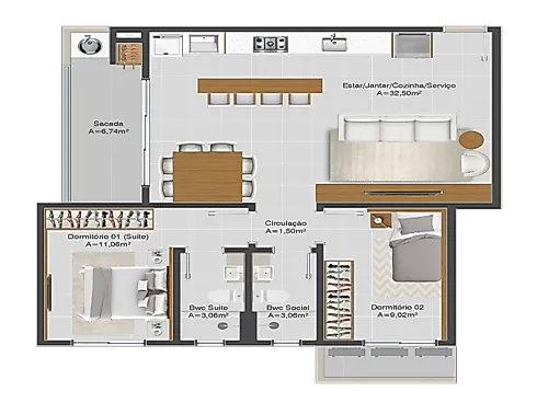 Apartamento em Pagani, Palhoça