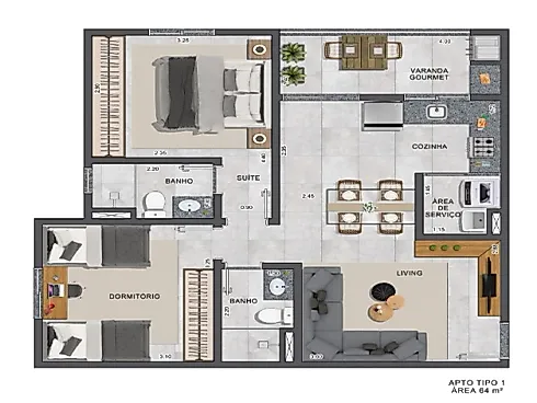 Apartamento 2 Quartos no Altos Vilas São Jose - Vila São José - Apartamento em Vila São José, Taubaté - Foto 2
