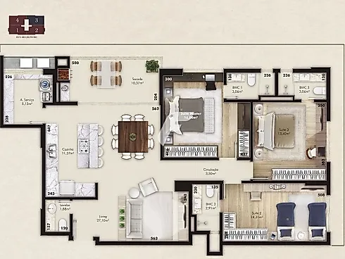 Apartamento em Kobrasol, São José