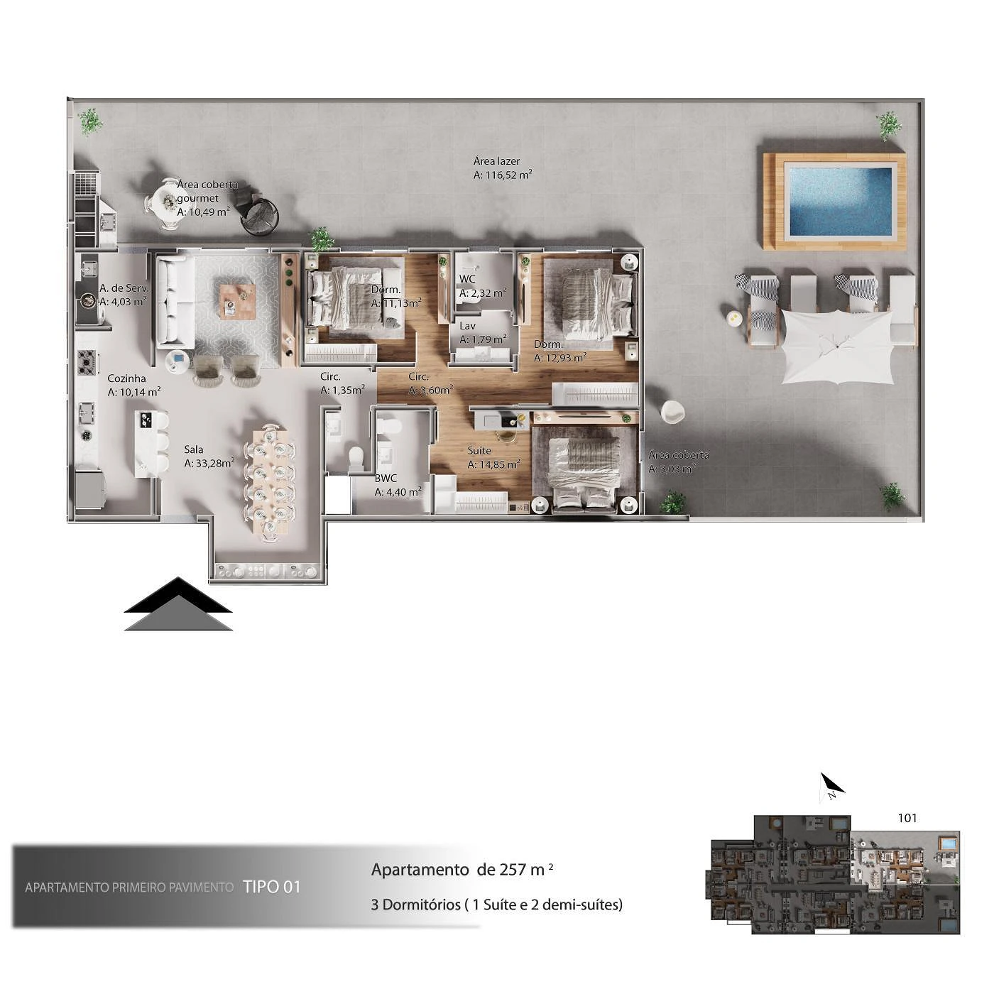 Apartamento em Barreiros, São José