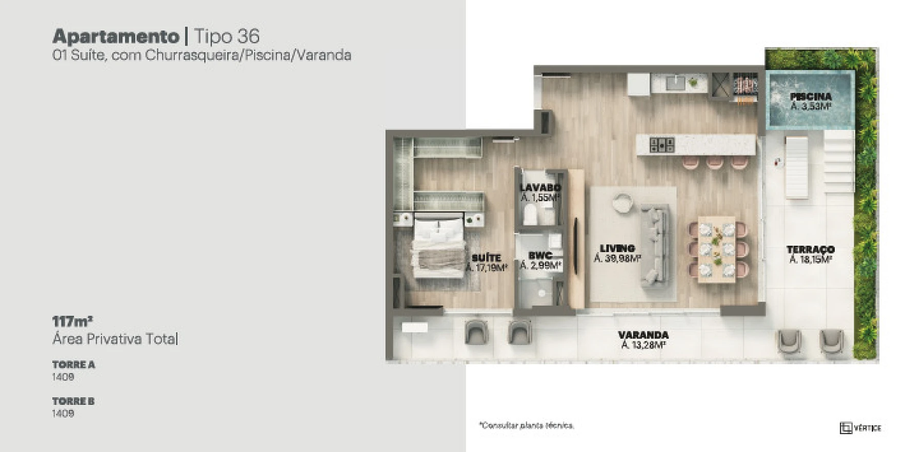 Apartamento em Viva Park, Porto Belo