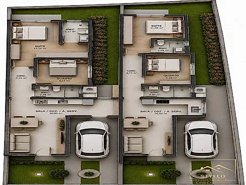 Excelente Casa Geminada com 63,43 M Loteamento Bosque de São José  - Casa em Forquilhas Oeste, São José - Foto 4
