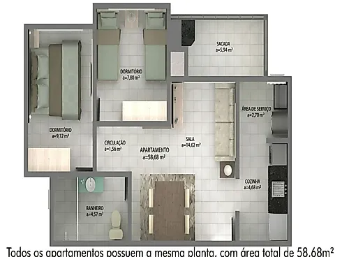Apartamento com 2 Dormitórios C/ Sacada e Churrasqueira no Balneário do Estreito - Foto 10