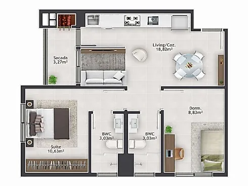 Apartamento de 2 Dormitórios, por R$460.000,00 no Bairro Areias em São José - Foto 10