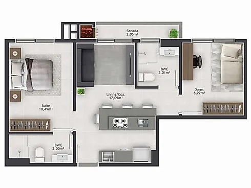 Apartamento de 2 Dormitórios, por R$460.000,00 no Bairro Areias em São José - Foto 7