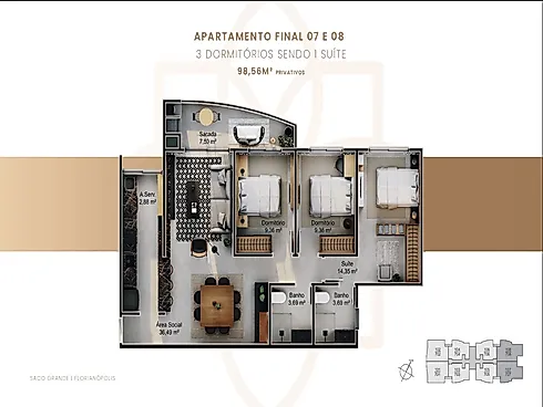 Apartamento 3 Quartos à Venda, Saco Grande, Florianópolis, SC - Foto 20