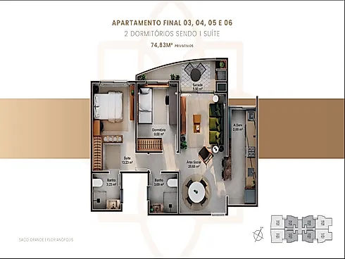 Apartamento de 2 Quartos à Venda, Saco Grande, Florianópolis, SC - Apartamento em Monte Verde, Florianópolis - Foto 5