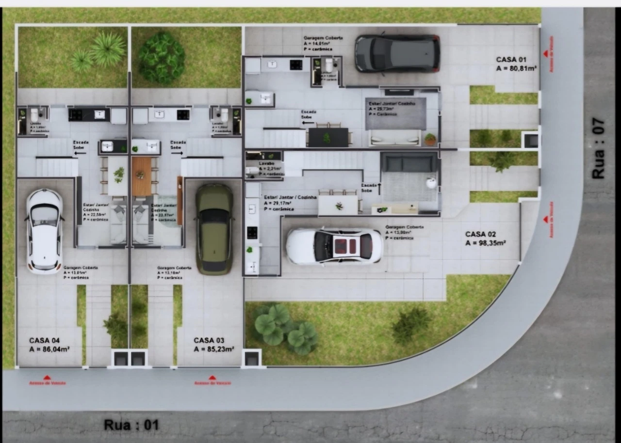 Sobrado Geminado em Sertão do Imarui, São José. 3 quartos, 98m². Imagem 5 de 6