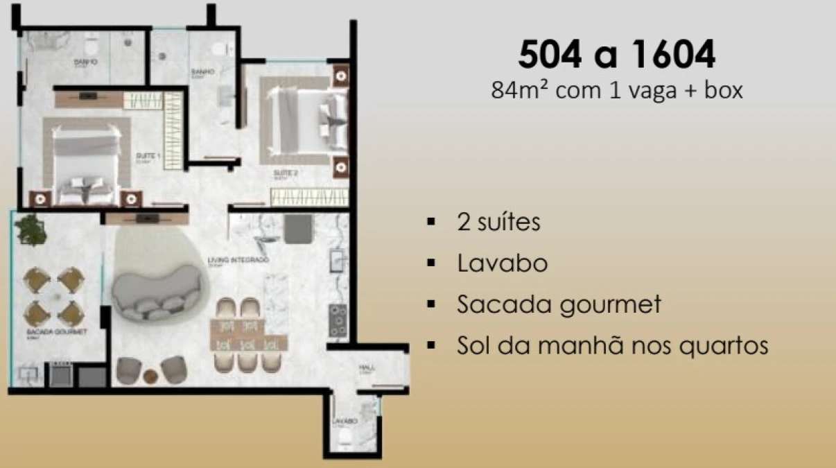 Apartamento em Pedra Branca, Palhoça. 2 quartos, 84m². Imagem 4 de 10
