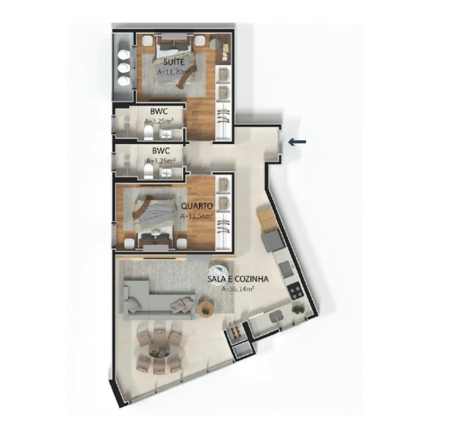 Apartamento em Pagani, Palhoça. 2 quartos, 77m². Imagem 4 de 10