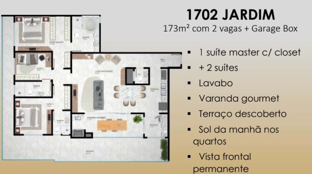 Apartamento em Pedra Branca, Palhoça. 3 quartos, 173m². Imagem 4 de 10