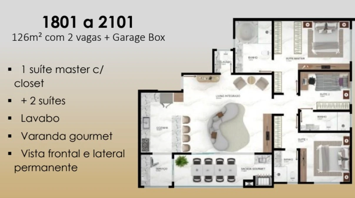 Apartamento em Pedra Branca, Palhoça. 3 quartos, 126m². Imagem 3 de 10