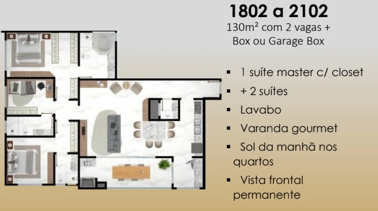 Apartamento em Pedra Branca, Palhoça. 3 quartos, 130m². Imagem 4 de 10