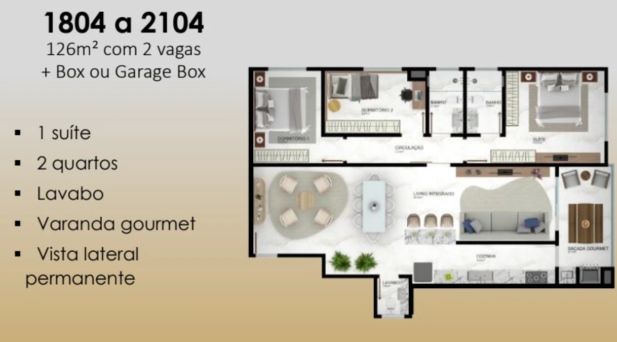 Apartamento em Pedra Branca, Palhoça. 3 quartos, 115m². Imagem 3 de 9