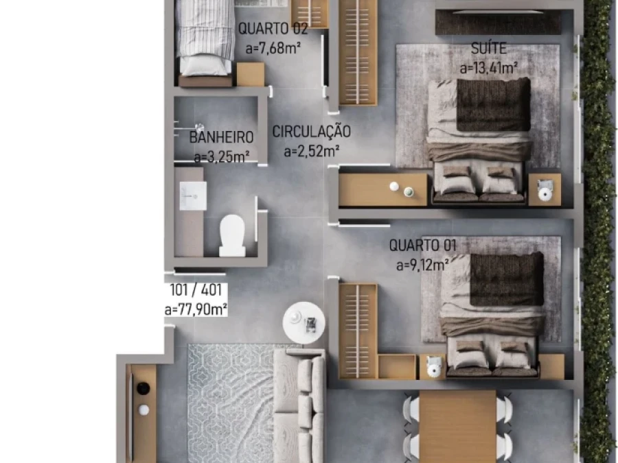 Apartamento em Pedra Branca, Palhoça. 3 quartos, 77m². Imagem 3 de 18