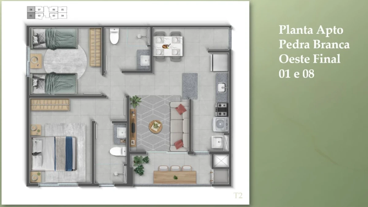 Apartamento em Pagani, Palhoça. 2 quartos, 52m². Imagem 4 de 19
