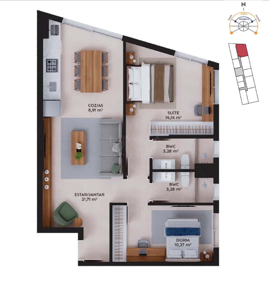 Apartamento em Pedra Branca, Palhoça. 2 quartos, 71m². Imagem 2 de 20