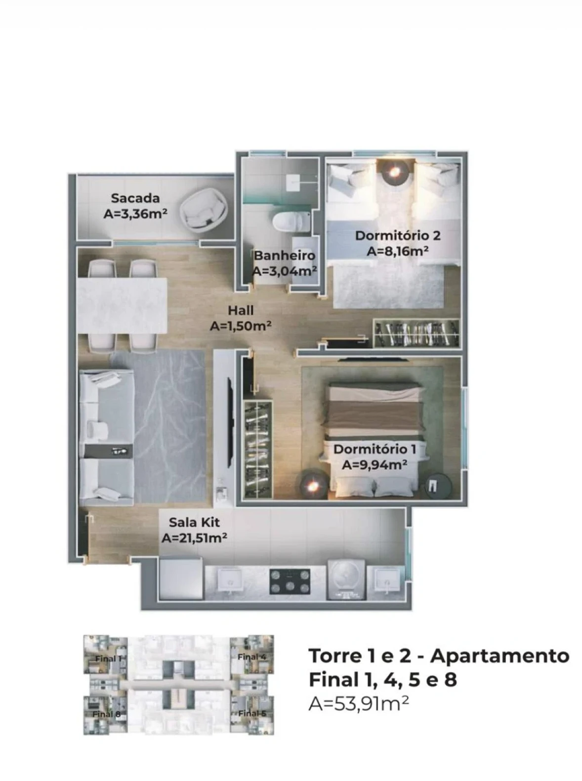 Apartamento em Nossa Senhora do Rosário, São José. 2 quartos, 53m². Imagem 11 de 11