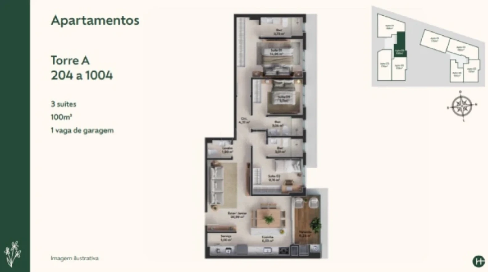 Apartamento em Pedra Branca, Palhoça. 3 quartos, 100m². Imagem 14 de 20