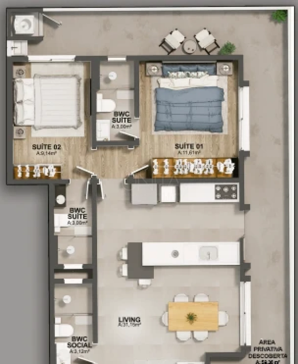 Apartamento em Praia do Sonho, Palhoça. 3 quartos, 135m². Imagem 5 de 17
