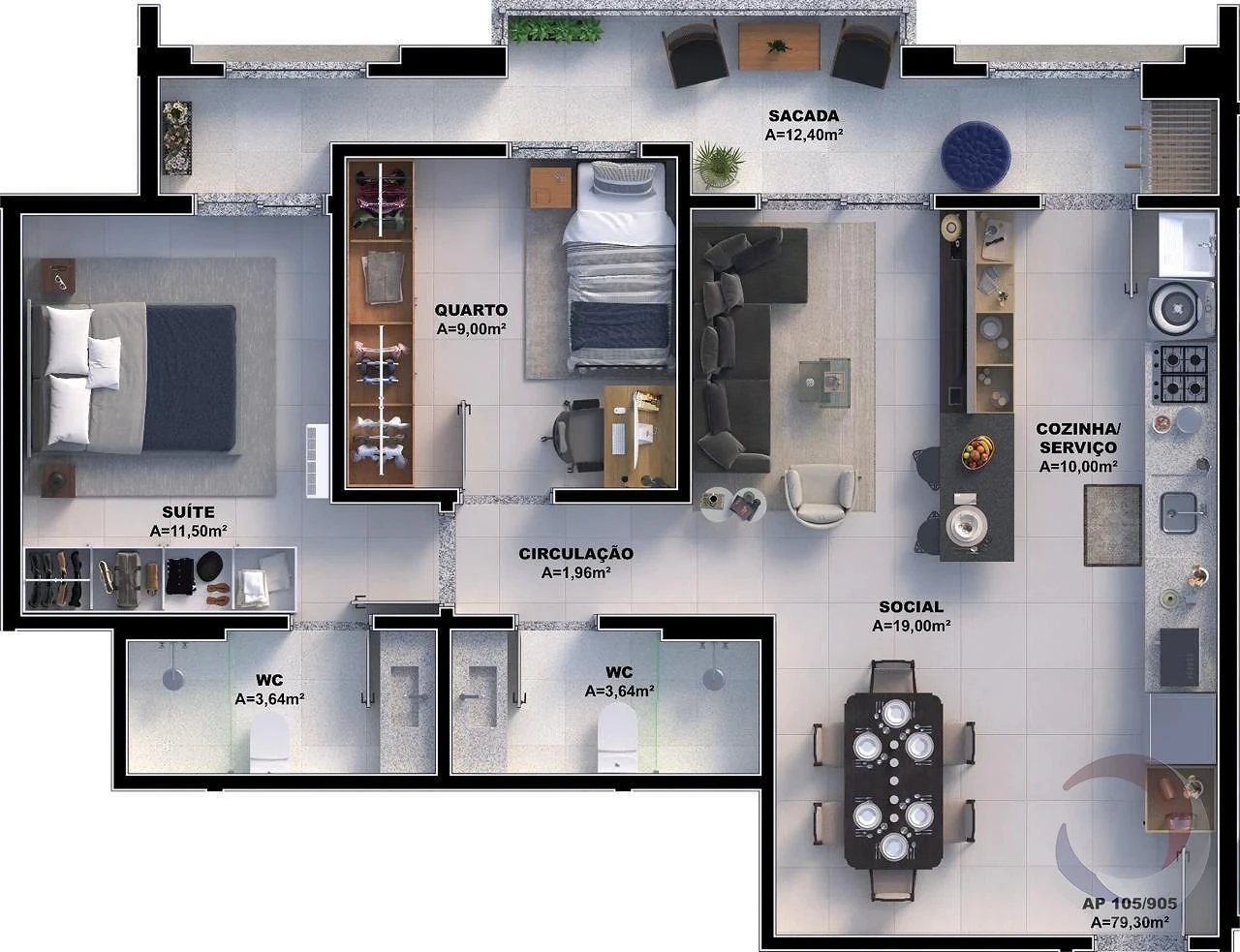 Apartamento em Pedra Branca, Palhoça. 2 quartos, 79m². Imagem 2 de 18