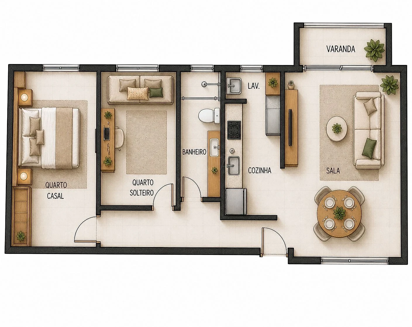 Apartamento em Pedra Branca, Palhoça. 2 quartos, 52m². Imagem 2 de 27